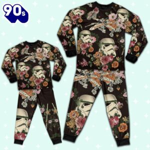 Star Wars Flower Stormtrooper Pattern Pajamas Set - Movie Cartoon Holiday Pajamas