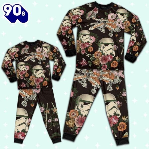 Star Wars Flower Stormtrooper Pattern Pajamas Set – Movie Cartoon Holiday Pajamas