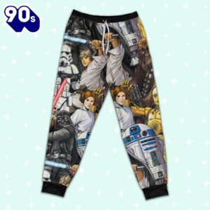 Star Wars R2D2 C3PO Darth Vader Luke Skywalker Chewbacca Yoda Art Pajamas Set - Movie Cartoon Holiday Pajamas