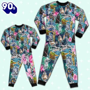 Star Wars Seamless Icon Summer Tropical Pajamas Set - Movie Cartoon Holiday Pajamas