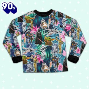 Star Wars Seamless Icon Summer Tropical Pajamas Set - Movie Cartoon Holiday Pajamas