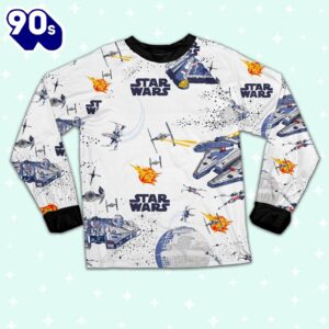 Star Wars Seamless Star Batltle Ships Pajamas Set - Movie Cartoon Holiday Pajamas