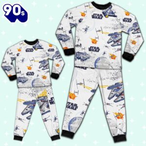 Star Wars Seamless Star Batltle Ships Pajamas Set - Movie Cartoon Holiday Pajamas