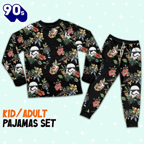 Star Wars Stormtrooper Kylo Ren BB-8 Vintage Floral Pajamas Set – Movie Cartoon Holiday Pajamas