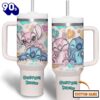 Stitch And Angel Cartoon Custom Stanley Quencher 40oz Stainless Steel Tumbler