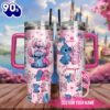 Stitch And Angel Cartoon Custom Stanley Quencher 40oz Stainless Steel Tumbler With Handle