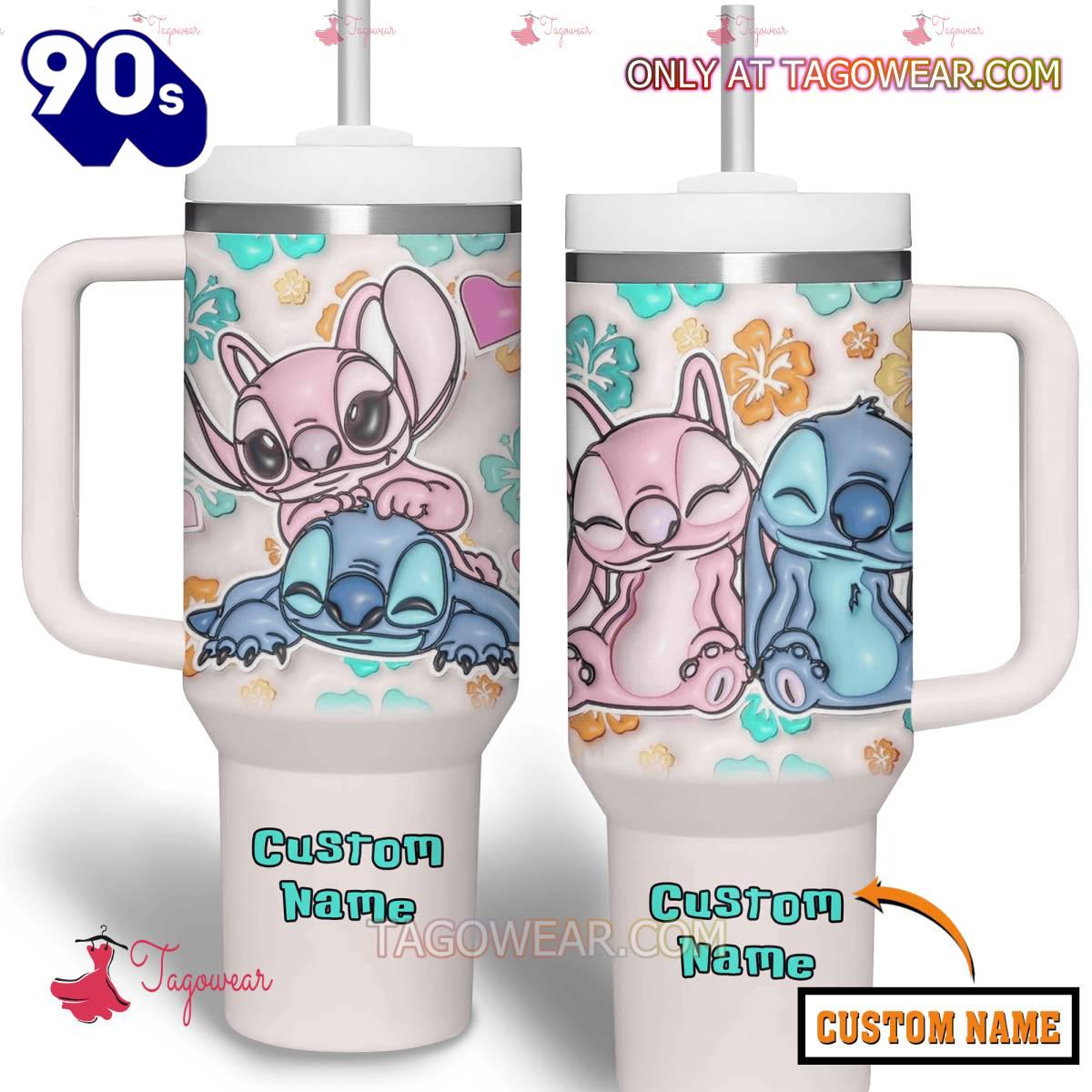 Stitch And Angel Couple Disney Cartoon Custom Stanley Quencher 40oz Stainless Steel Stitch And Angel Couple Disney Cartoon Custom Stanley Quencher 40oz Stainless Steel