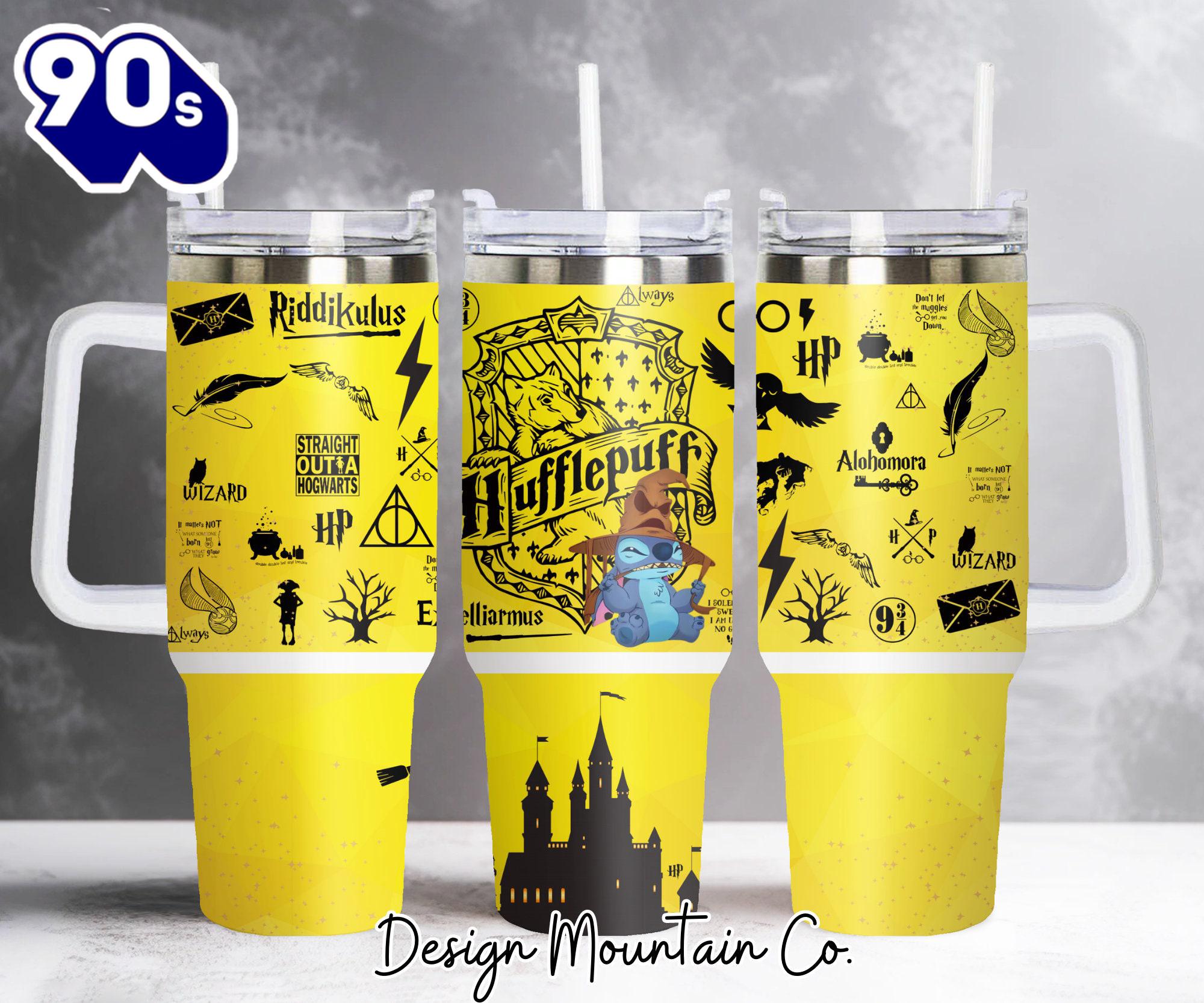 Stitch and Hufflepuff Harry Potter Movies Custom Stanley Quencher 40oz Stainless Steel Tumbler With Handle Stitch and Hufflepuff Harry Potter Movies Custom Stanley Quencher 40oz Stainless Steel Tumbler With Handle