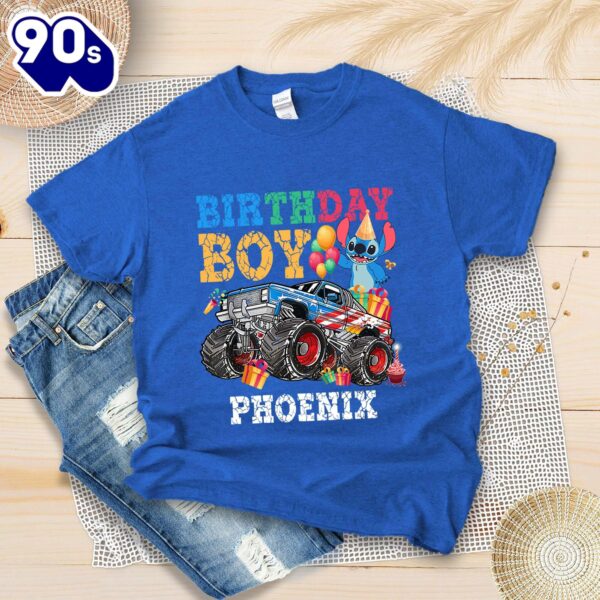 Stitch Birthday Boy Phoenix Shirt Monster Truck Disney Gift Gift Summer