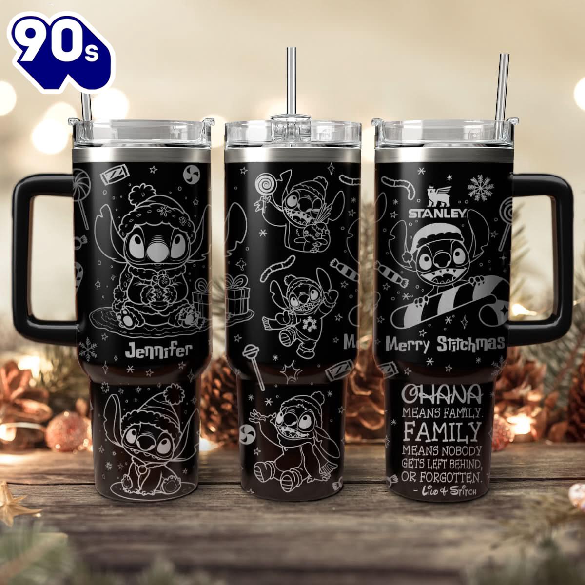 Stitch Cartoon Christmas Custom Stanley Quencher 40oz Stainless Steel Tumbler With Handle Stitch Cartoon Christmas Custom Stanley Quencher 40oz Stainless Steel Tumbler With Handle