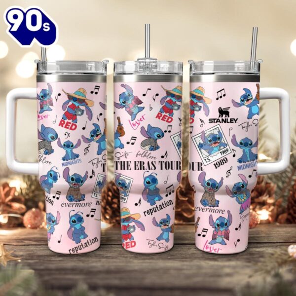 Stitch Cartoon Custom Stanley Quencher 40oz Stainless Steel Tumbler With