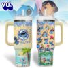 Stitch Cartoon Custom Stanley Quencher 40oz Stainless Steel Tumbler With Handle