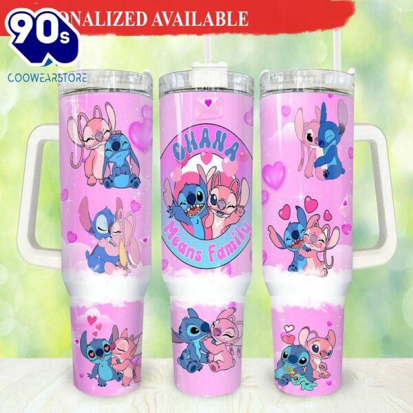 Stitch Cartoon Valentines 40oz Tumbler  Happy Valentines Day – 40oz Tumbler with Handle