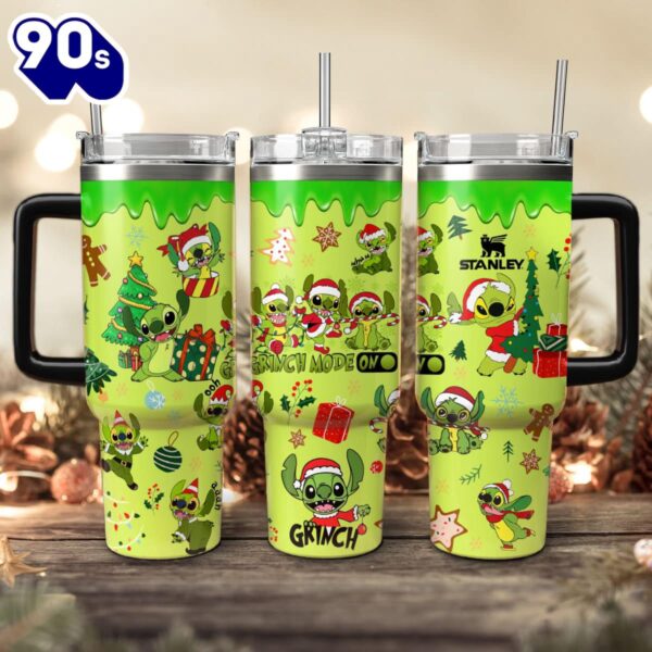Stitch Cosplay Grinch Cartoon Christmas Custom Stanley Quencher 40oz Stainless Steel Tumbler With