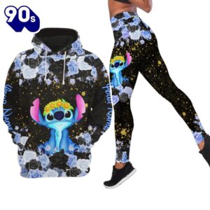 Stitch Custom Floral Character Hoodie And Leggings Set