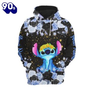 Stitch Custom Floral Character Hoodie And Leggings Set