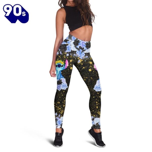 Stitch Custom Floral Character Hoodie And Leggings Set