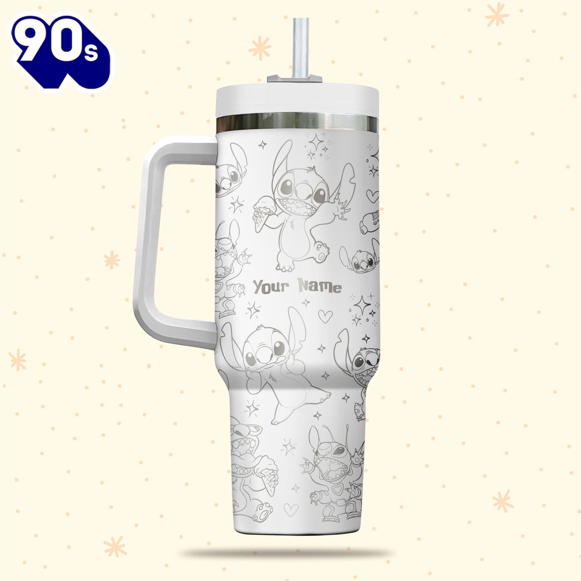 Stitch Disney Cartoon Custom Stanley Quencher 40oz Stainless Steel Tumbler With Stitch Disney Cartoon Custom Stanley Quencher 40oz Stainless Steel Tumbler With