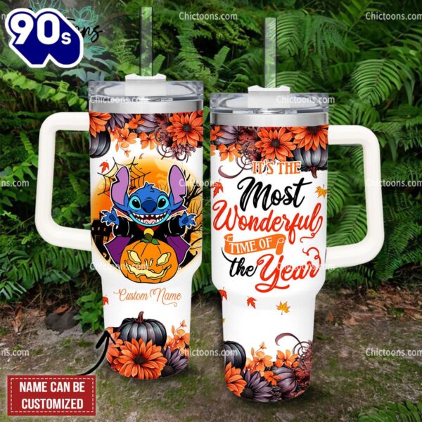 Stitch Halloween Cartoon Custom Stanley Quencher 40oz Stainless Steel Tumbler