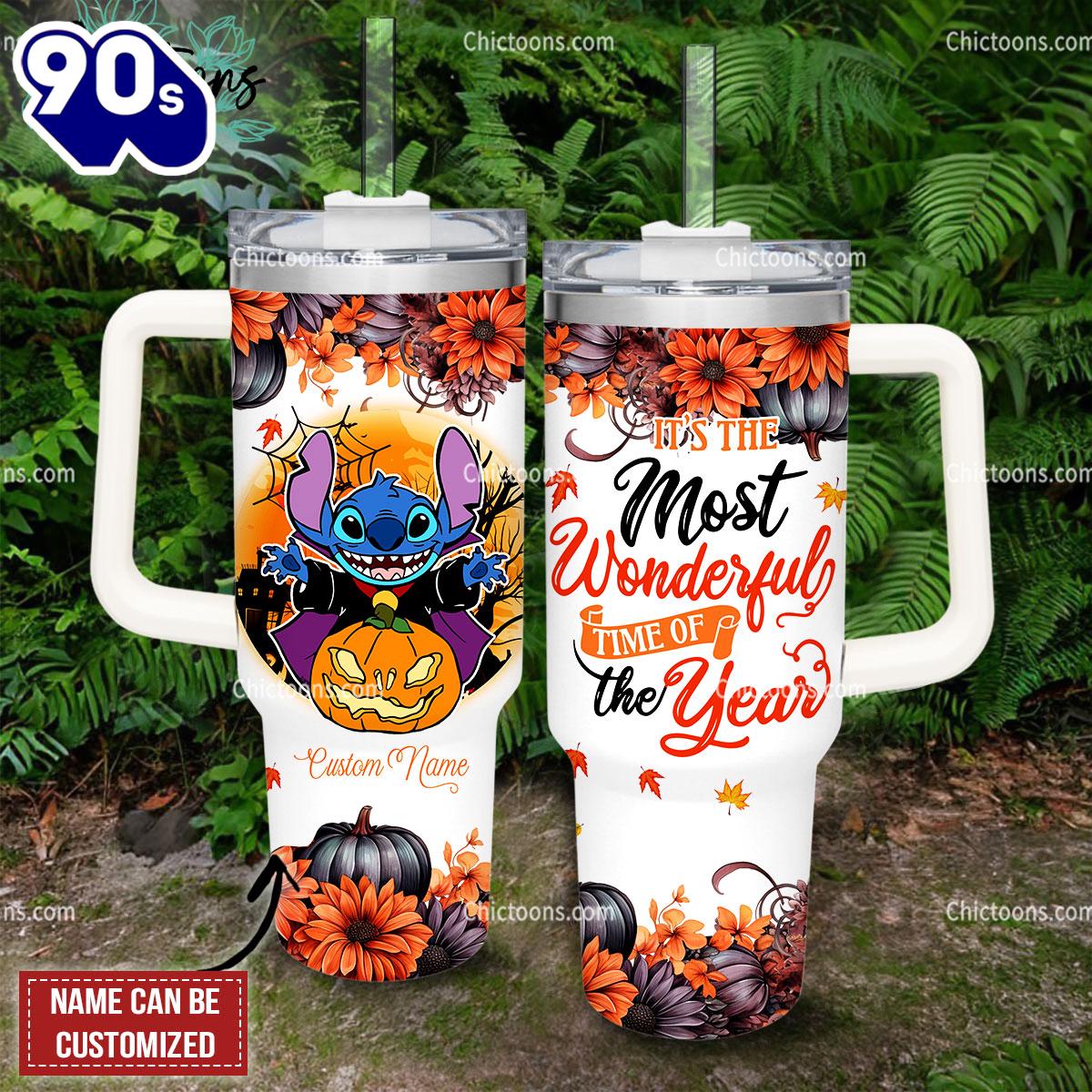 Stitch Halloween Cartoon Custom Stanley Quencher 40oz Stainless Steel Tumbler Stitch Halloween Cartoon Custom Stanley Quencher 40oz Stainless Steel Tumbler