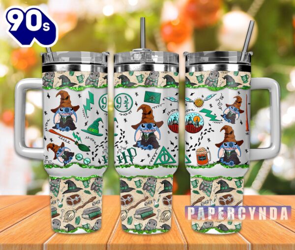 Stitch Harry Potter Custom Stanley Quencher 40oz Stainless Steel Tumbler With Handle