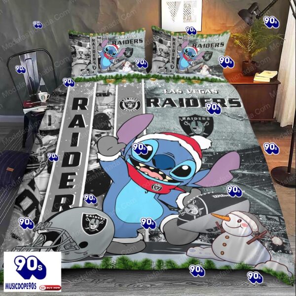 Stitch NFL Las Vegas Raiders Christmas Bedding Sets