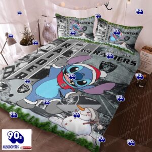 Stitch NFL Las Vegas Raiders Christmas Bedding Sets