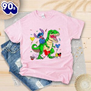 Stitch Riding Dinosaur Shirt T-Rex…