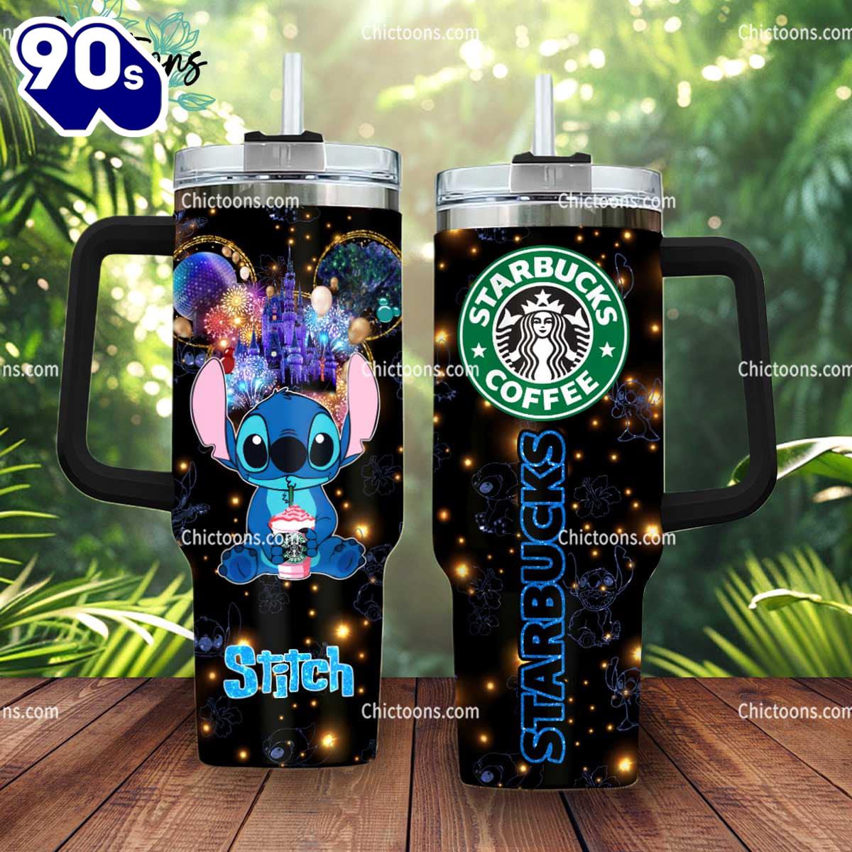 Stitch Starbucks Cartoon Custom Stanley Quencher 40oz Stainless Steel Tumbler Stitch Starbucks Cartoon Custom Stanley Quencher 40oz Stainless Steel Tumbler