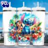 Stitch Summer Watercolor Art Cartoon Custom Stanley Quencher 40oz Stainless Steel Tumbler With Handle