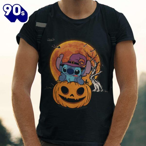 Stitch With Pumpkin Shirt Halloween Moon Disney Gift Summer