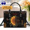 Sunflower God Says You Are  Personalized Leather Handbag With Zipper , Christian Bags  Gift For Women Christmas