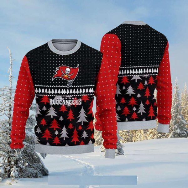 Tampa Bay Buccaneers Black And Red Forest Pattern Ugly Xmas Sweater