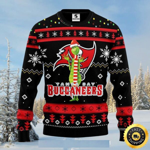 Tampa Bay Buccaneers Grinch Black Festive Ugly Xmas Sweater