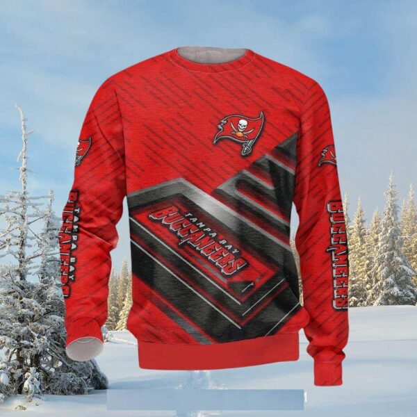 Tampa Bay Buccaneers Red Gradient Striped Ugly Christmas Sweater