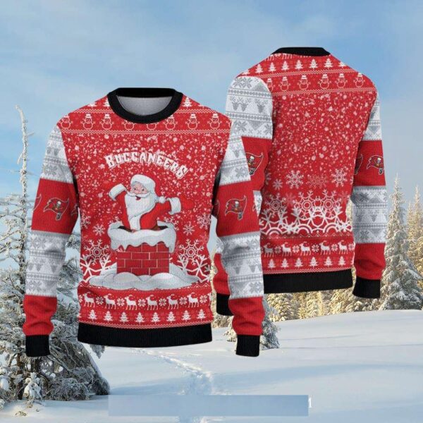 Tampa Bay Buccaneers Santa In Chimney Ugly Xmas Sweater