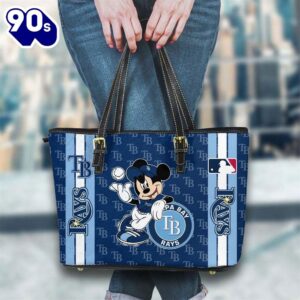 Tampa Bay Rays Mlb Mickey Women Leather Tote Bag