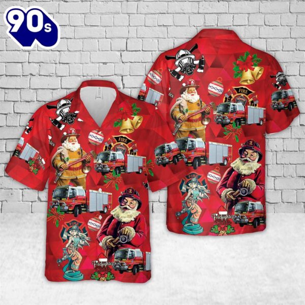 Tasmania Fire Service TFS ISUZU Fire Truck Christmas Hawaiian Shirt