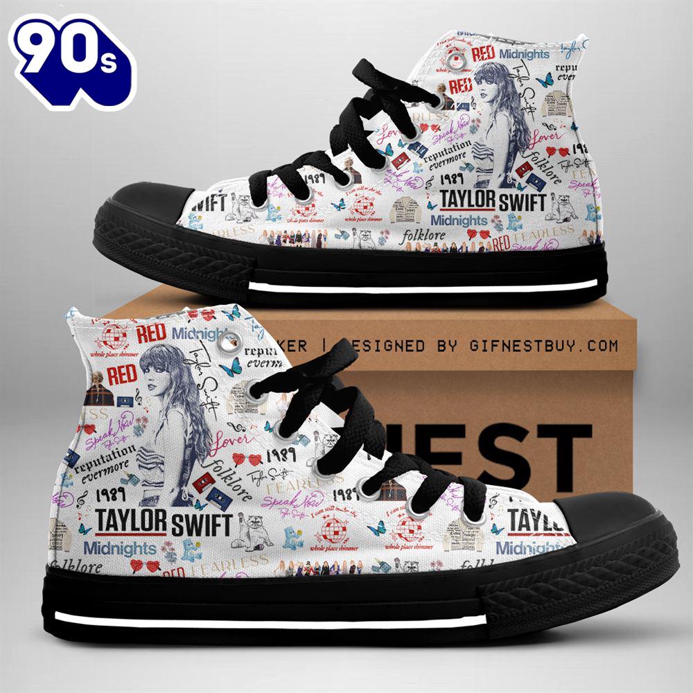 Taylor Swift Hightlight Stickers, Swiftie,Taylor Swift High Top Canvas Shoes For Fans Taylor Swift Hightlight Stickers, Swiftie,Taylor Swift High Top Canvas Shoes For Fans