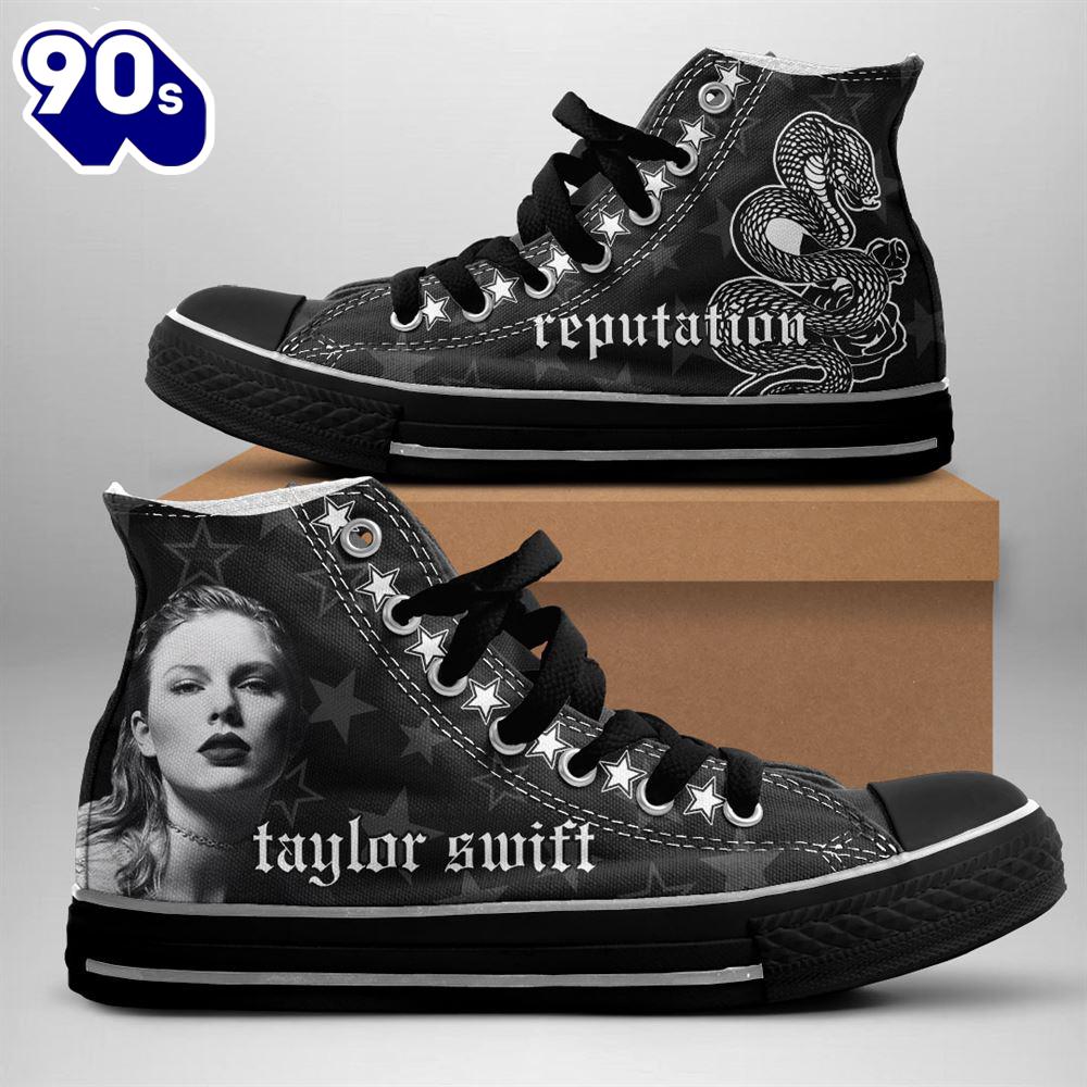 Taylor Swift Reoutation, Swiftie,Taylor Swift High Top Canvas Shoes For Fans Taylor Swift Reoutation, Swiftie,Taylor Swift High Top Canvas Shoes For Fans