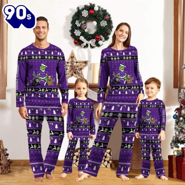 TCU Horned Frogs NCAA Custom Name Grinch Christmas And Sport Team Pajama Set  Gift Christmas