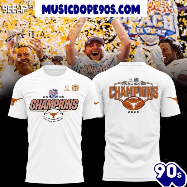 Texas Longhorn Chick-Fil-A Peach Bowl Champions 2025 For Fans 3D T-Shirt