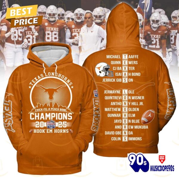 Texas Longhorns Chick Fil A Peach Bowl 2025 Champions Hoodie