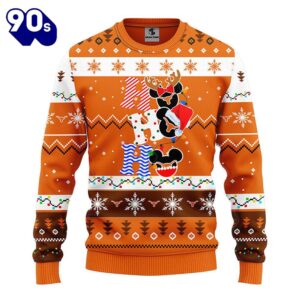 Texas Longhorns Hohoho Mickey Christmas Ugly Sweater