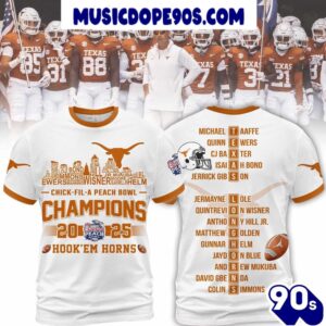 Texas Longhorns Hook’ Em Chick-Fil-A Peach Bowl Champions Limited Edition 3D T-Shirt