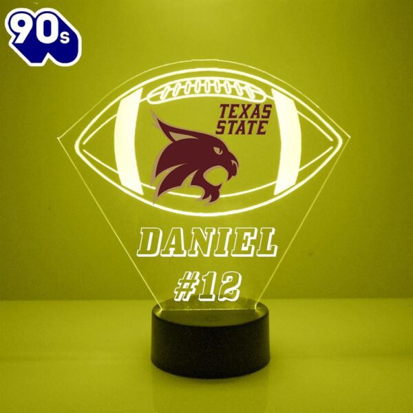 Texas State University Bobcats Football Led Sports Fan Lamp Custom Light Gift Christmas