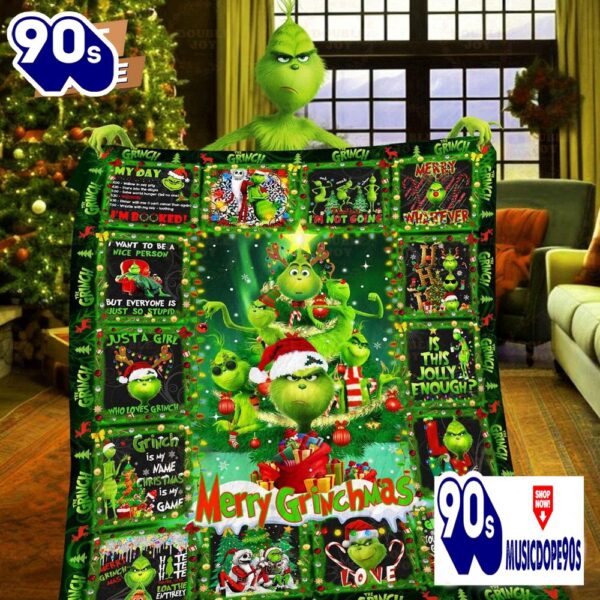 The Grinch Is This Jolly Enough Merry Grinchmas Fleece Blanket