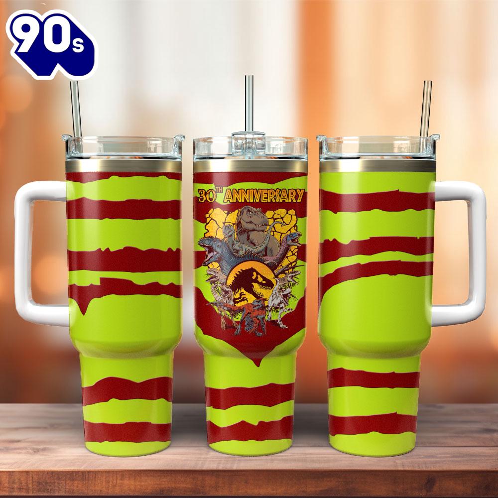 The Jurassic Park 30th Anniversary Movie Custom Stanley Quencher 40oz Stainless Steel Tumbler For Fans The Jurassic Park 30th Anniversary Movie Custom Stanley Quencher 40oz Stainless Steel Tumbler For Fans