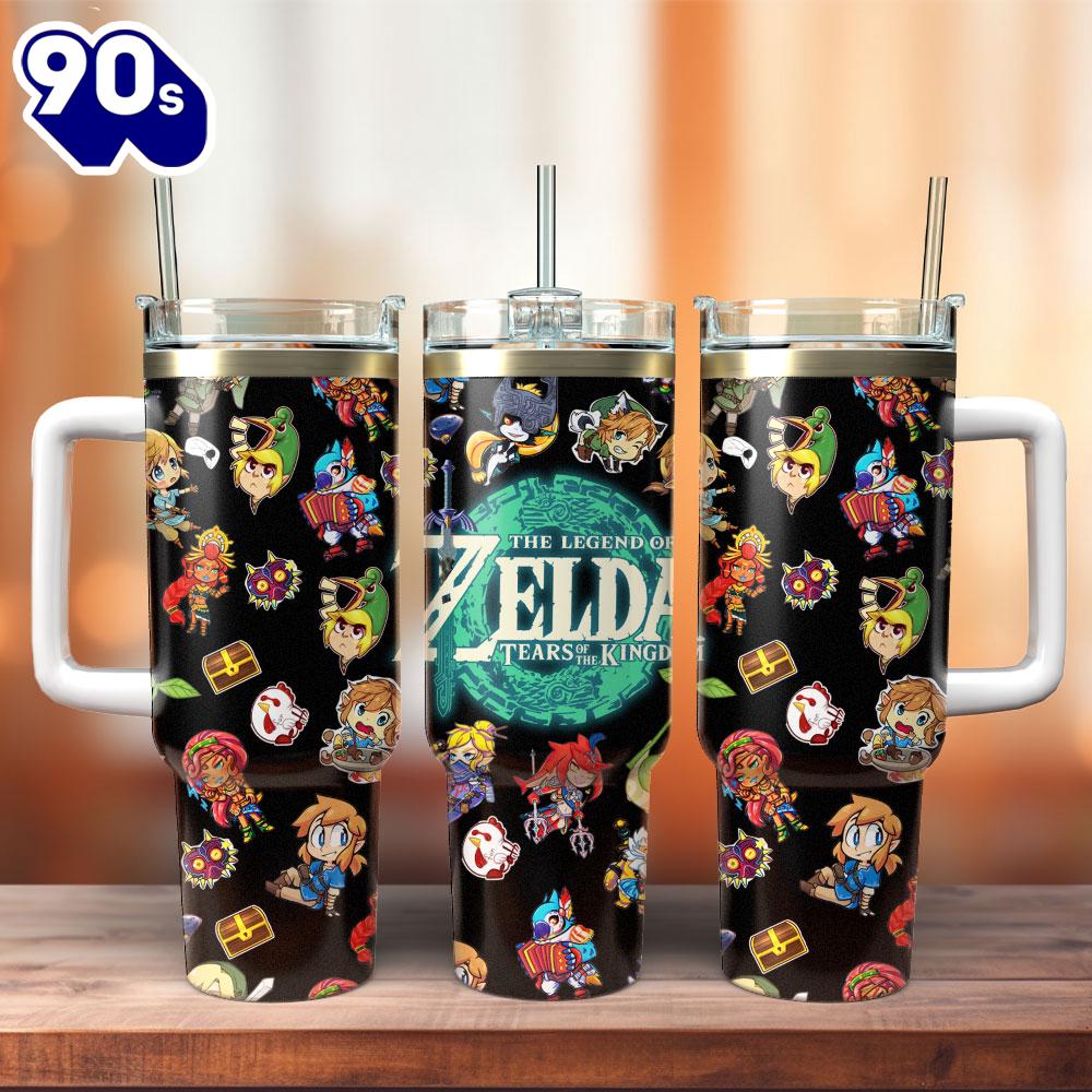 The Legend Of Zelda Game Custom Stanley Quencher 40oz Stainless Steel Tumbler For Fans The Legend Of Zelda Game Custom Stanley Quencher 40oz Stainless Steel Tumbler For Fans