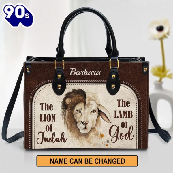 The Lion Of Judah The Lamb Of God Beautiful Personalized Leather Bag For Women , Christian Bags  Gift For Women Christmas